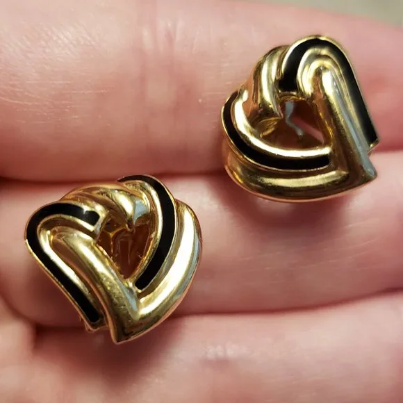 Christian Dior Vintage Heart Double Intertwined Clip-on Earrings